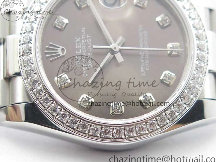 Good Copy Rolex Watches Markers Dial Best Gray Datejust Maker 3091 SS Crystals 31mm on Bracelet 278275 Flexible BP Bezel SS Crystal President Edition 0111